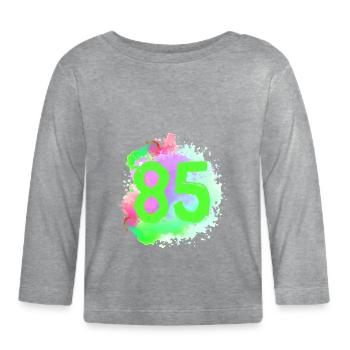 85 Zahl Klecks - Baby Bio-Langarmshirt - Grau meliert - Vorne