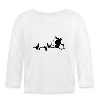 Skifahrer Herzschlag - Baby Bio-Langarmshirt - Weiß - Vorne
