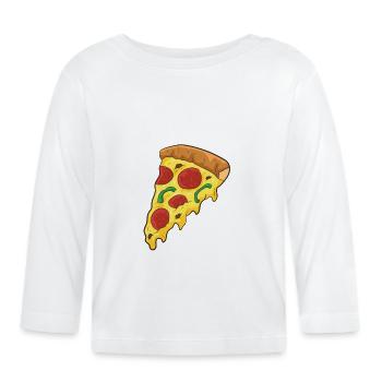 Pizza Essen Liebe Pizzaschnitte - Baby Bio-Langarmshirt - Weiß - Vorne
