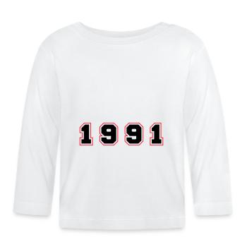 Numéro de l’année 1991 - T-shirt manches longues bio Bébé - blanc - Devant