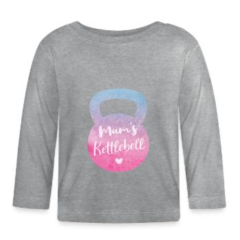 Mütter Kettlebell, Pink und Blue Gradient Kettlebell - Baby Bio-Langarmshirt - Grau meliert - Vorne