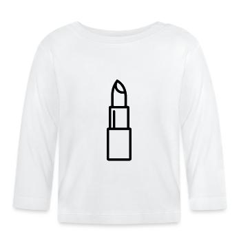 rouge à lèvres - T-shirt manches longues bio Bébé - blanc - Devant