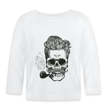 skull_pipe - Organic Baby Long Sleeve T-Shirt - white - Front