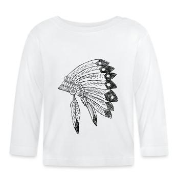 Indianer Schmuck Kopfbedeckung - Baby Bio-Langarmshirt - Weiß - Vorne