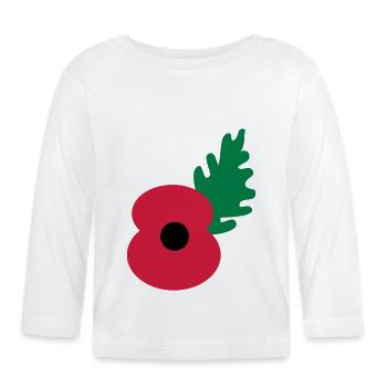 poppy flower by_patjila - Organic Baby Long Sleeve T-Shirt - white - Front