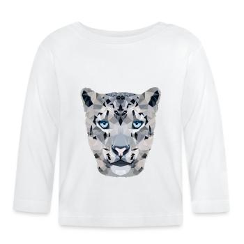 Schneeleopard / Polygon - Baby Bio-Langarmshirt - Weiß - Vorne