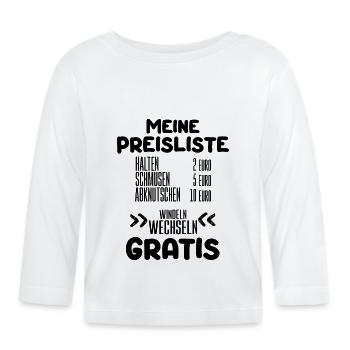 Windeln Preisliste Gratis Wechseln Schmusen Baby - Baby Bio-Langarmshirt - Weiß - Vorne