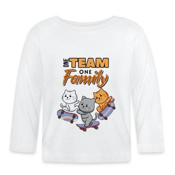team family cat skateboarding work colleagues - Organic Baby Long Sleeve T-Shirt - white - Front