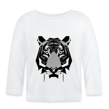 Polygon Design Säbelzahntiger Tierkopf - Baby Bio-Langarmshirt - Weiß - Vorne