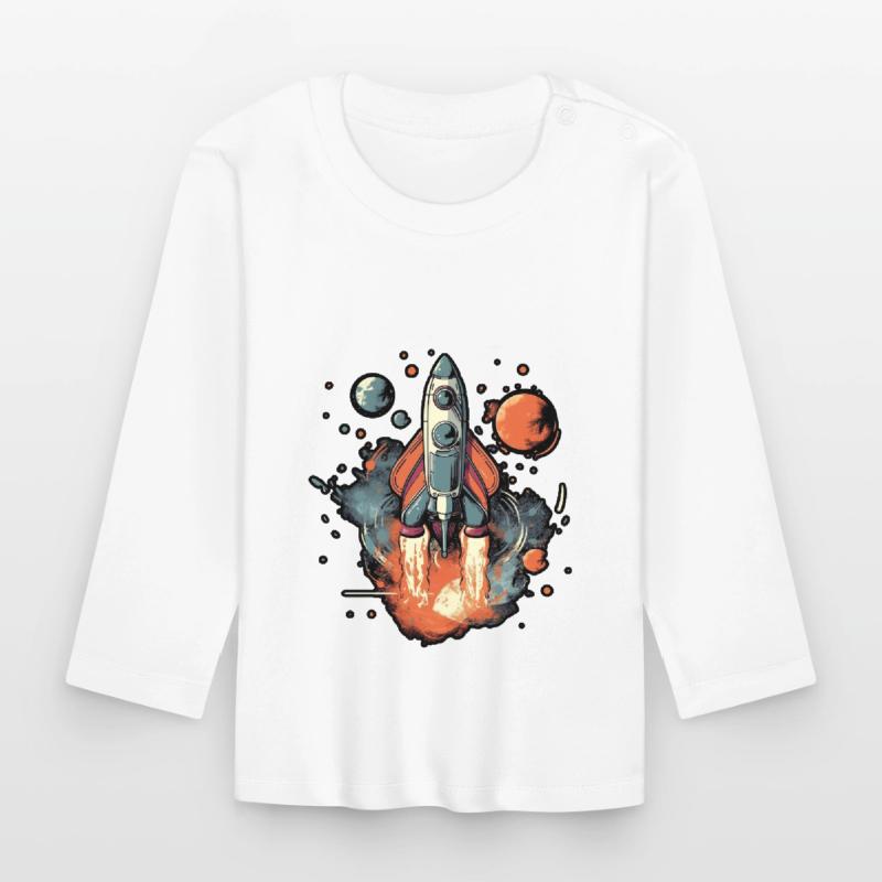 A Space Rocket Launch Through Space Organic Baby Long Sleeve T-Shirt