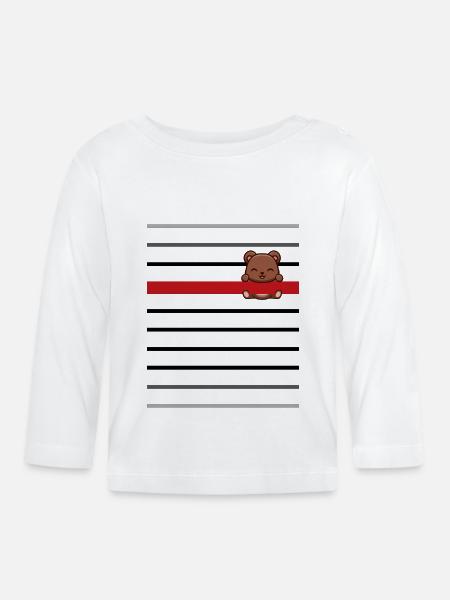 Schwarz gestreifter Bärenstreifen - Baby Bio-Langarmshirt - Weiß