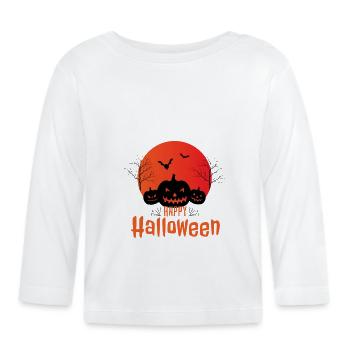 Frohes Halloween, Schatten bei Sonnenuntergang und gruselige Freude - Baby Bio-Langarmshirt - Weiß - Vorne