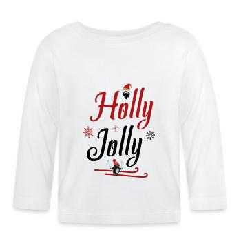 Holly Jolly Weihnachten Spaß und Freude - Baby Bio-Langarmshirt - Weiß - Vorne