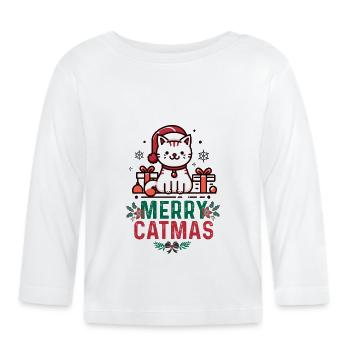 Frohe Katzen, frohe Weihnachten - Baby Bio-Langarmshirt - Weiß - Vorne