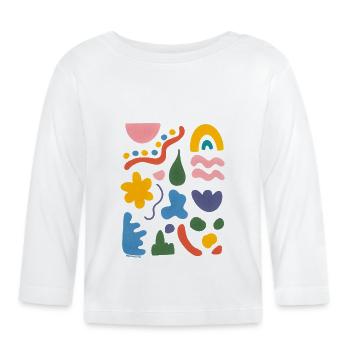 Art Abstrait Formes Colorées - T-shirt manches longues bio Bébé - blanc - Devant