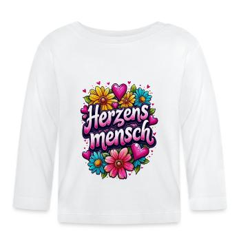 Herzensmensch, Valentinstag Geschenk Idee, Retro - Baby Bio-Langarmshirt - Weiß - Vorne