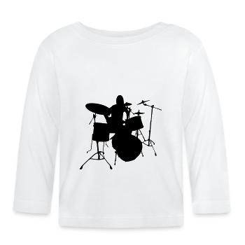 Schlagzeuger Musiker Musik - Baby Bio-Langarmshirt - Weiß - Vorne