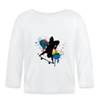 Skateboard Freestyle - T-shirt manches longues bio Bébé - blanc - Devant