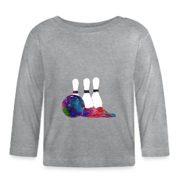 Bowling sport art #bowling #sport - T-shirt manches longues bio Bébé - gris chiné - Devant