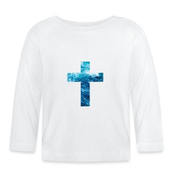 Croix chrétienne d’eau vive - T-shirt manches longues bio Bébé - blanc - Devant