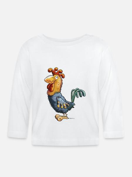 Goldiger Gockel - Baby Bio-Langarmshirt - Weiß