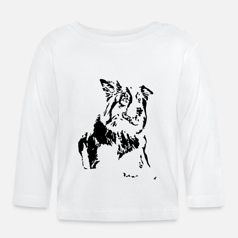 Conception de border collie de chien - T-shirt manches longues bio Bébé - blanc