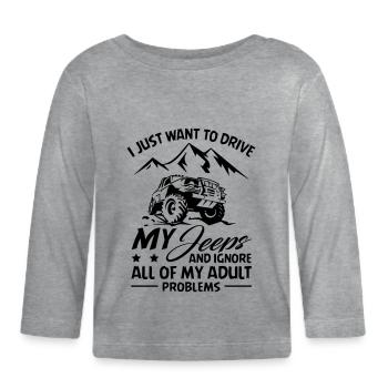 My Jeeps and Ignore Problems - Organic Baby Long Sleeve T-Shirt - heather grey - Front