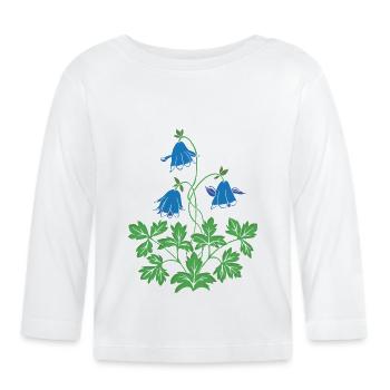 Columbine en bleu et vert - T-shirt manches longues bio Bébé - blanc - Devant
