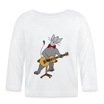 Katze - Baby Bio-Langarmshirt - Weiß - Vorne