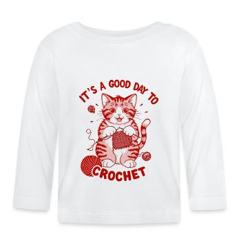 Crochet Chat - T-shirt manches longues bio Bébé - blanc - Devant