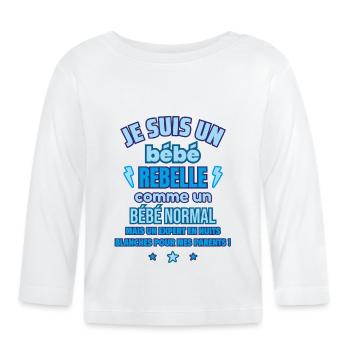 Bébé Rebelle Cadeau de naissance drôle - T-shirt manches longues bio Bébé - blanc - Devant