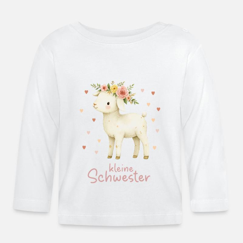 kleine Schwester Laemmchen - Baby Bio-Langarmshirt - Weiß