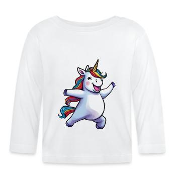 Cute funny dancing unicorn - Organic Baby Long Sleeve T-Shirt - white - Front