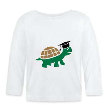 Tortue avec chapeau de doctorat Études de thèse - T-shirt manches longues bio Bébé - blanc - Devant