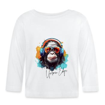Urban Edge - Crazy Monkey - Baby Bio-Langarmshirt - Weiß - Vorne