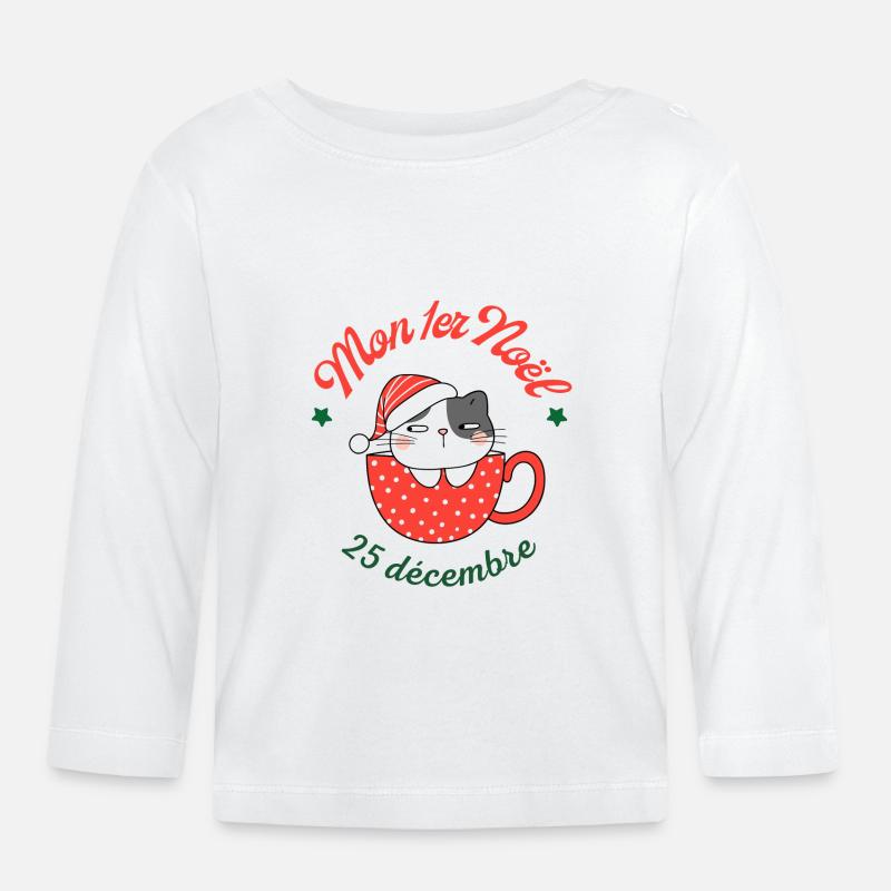 Mon 1er Noël - T-shirt manches longues bio Bébé - blanc