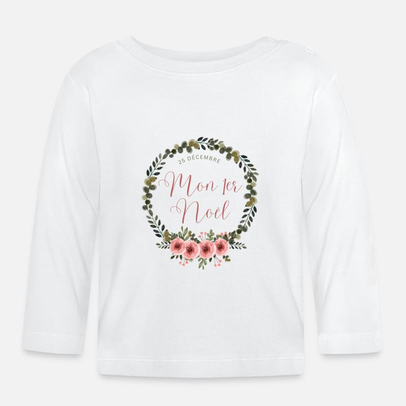 Mon 1er Noël - T-shirt manches longues bio Bébé - blanc