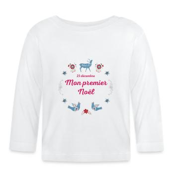 1er Noël de bébé - T-shirt manches longues bio Bébé - blanc - Devant