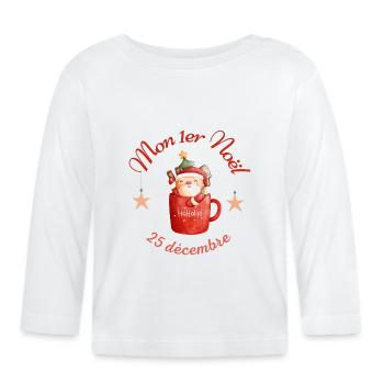 Premier Noël de bébé - T-shirt manches longues bio Bébé - blanc - Devant