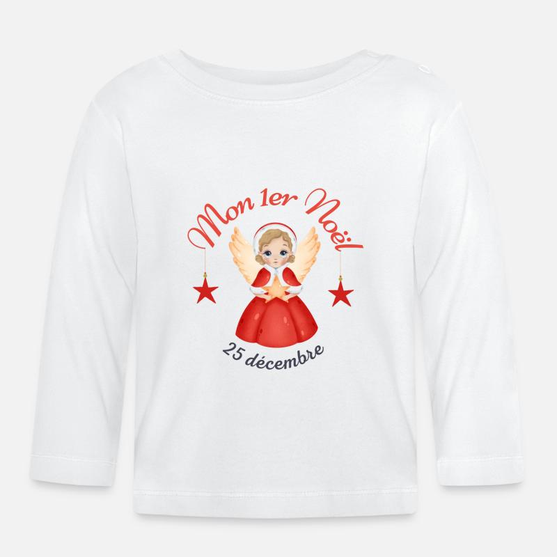Mon 1er Noël - Ange - T-shirt manches longues bio Bébé - blanc