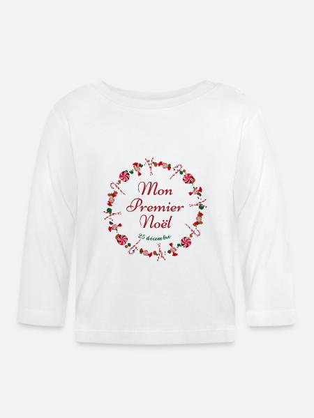 Noël nouveau-né - T-shirt manches longues bio Bébé - blanc