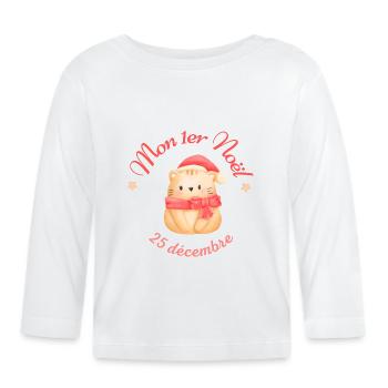 Mon premier Noël - T-shirt manches longues bio Bébé - blanc - Devant