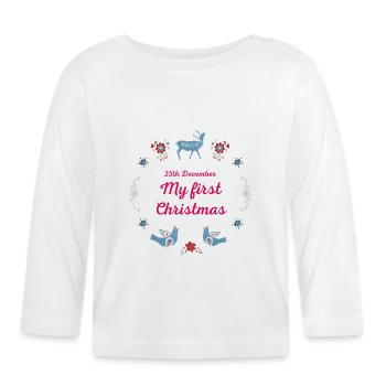 1er Noël de bébé - T-shirt manches longues bio Bébé - blanc - Devant