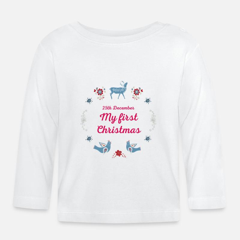 1er Noël de bébé - T-shirt manches longues bio Bébé - blanc