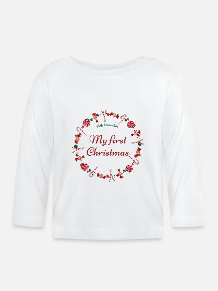 Newborn Christmas - Organic Baby Long Sleeve T-Shirt - white