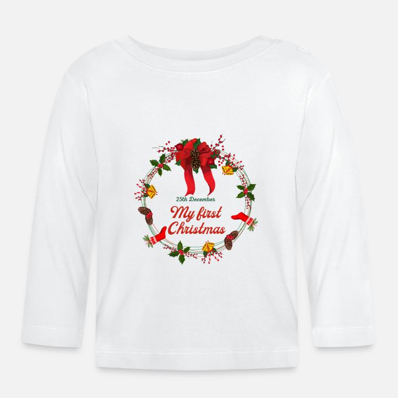1er Noël de bébé - T-shirt manches longues bio Bébé - blanc