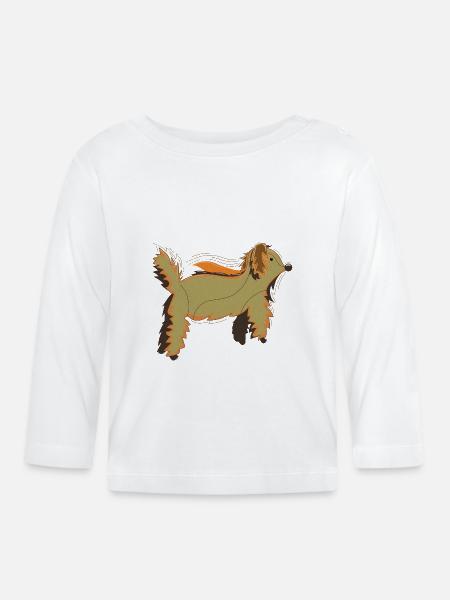 Fluffy Dog Bearlike Kreatur - Baby Bio-Langarmshirt - Weiß