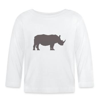 Rhino Profile Grey - Organic Baby Long Sleeve T-Shirt - white - Front