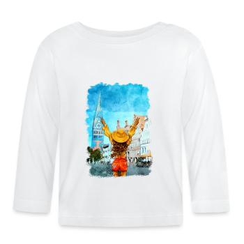 Lüneburg Illustration Frau Altstadt - T-shirt manches longues bio Bébé - blanc - Devant