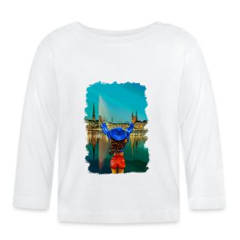 Hamburg woman brunette skyline illustration - Organic Baby Long Sleeve T-Shirt - white - Front